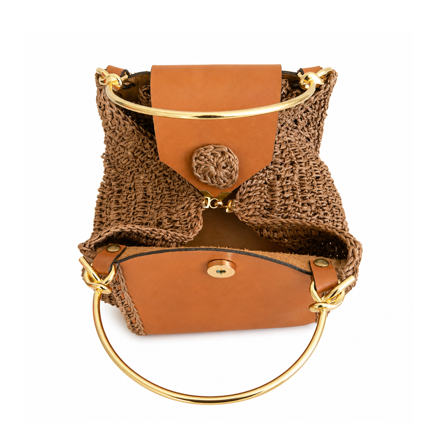 Raffia Leather Hand Bag – Image 3
